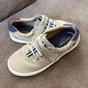 Sperry Kids Tan and Blue Sneakers